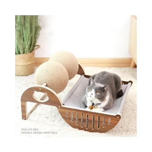 Cat Climbing Frame Double Ball Cat Bed Cat Scratching Post Cat Mat Small Cat Toy Cat Scratching Board Cat litter Pet Supplies