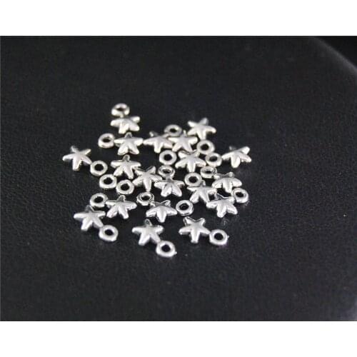 100pcs Silver Color Mini Star Charm Pendant DIY Necklace Bracelet Bangle Findings 7x5mm A2131