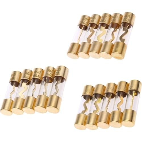 60A 80A 100A Gold Plated Glass AGU Fuse Fuses Pack Car Amp Amplifier Holder 5PCS Aug Dropship