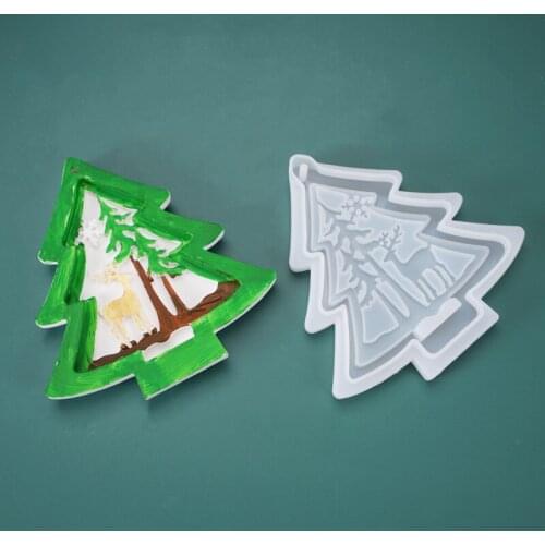 Christmas Tree Aromatherapy Wax Silicone Mold Elk DIY Aroma Gypsum Plaster Silicone Mould Cake Fondant mould Xmas Home Deco