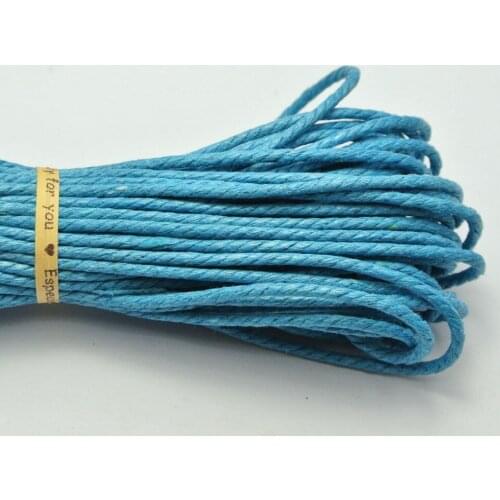 60 Meters Blue Twisted Waxed Cotton Cord String Thread Line 2mm