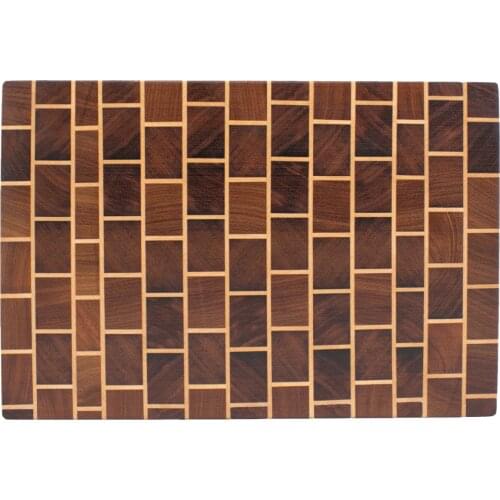 Soandora End Grain Cutting Board Iroko Maple Metal Drawers Brick Wall Pattern