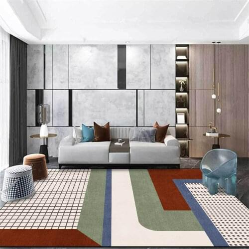 Modern Minimalist Carpet Geometric Lattice Living Room Area Floor Mats Bedroom Decoration Bedside Carpet Porch Floor Mats