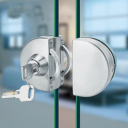 10-12mm Glass Door Lock Stainless Steel Double Bolts Swing Push Sliding Access Control
