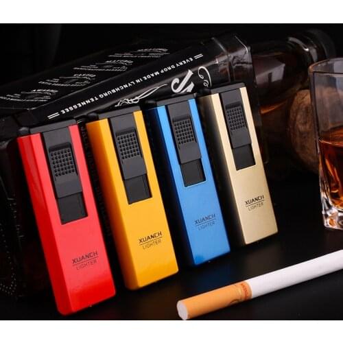 Ultra-Thin Metal Long Stripe Jet Lighter Torch Turbo 1300 C Windproof Gas Butane Welding Cigar Cigarettes Portable Lighters