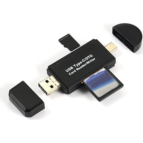 3-in-1 OTG Card Reader USB Type C & Micro USB & USB2.0 to TF SD Readers
