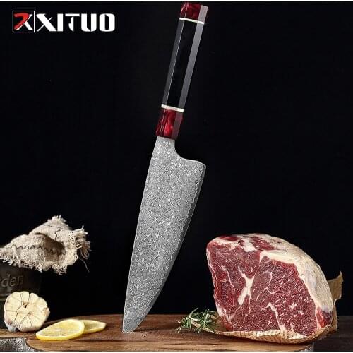 XITUO 8'' Meat Cleaver Knife High Carbon VG10 Damascus Stainless Steel Chefs Kitchen Knives Sharp Slicing Butcher Knife Gift