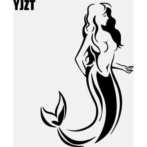 YJZT 11.1CM*17.2CM Vinyl Decal Car Sticker Mermaid Tribal Fantasy Ocean Girl Fish Car Truck Window Decor Black/Silver C24-0727