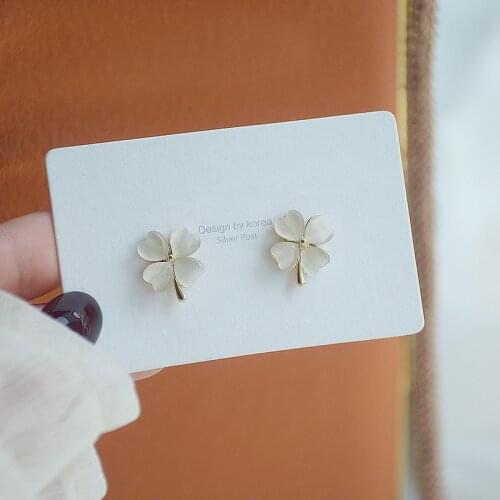 2021 New Arrival Delicate Jewelry 14K Real Gold Plated Opal Flower Stud Earrings Cubic Zircon Heart Earrings