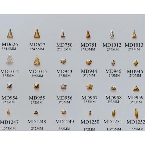 3D Approx. 100pcs/bag Metal Stud Triangle Heart Diamond Square Star Mini Stud MD626-1252