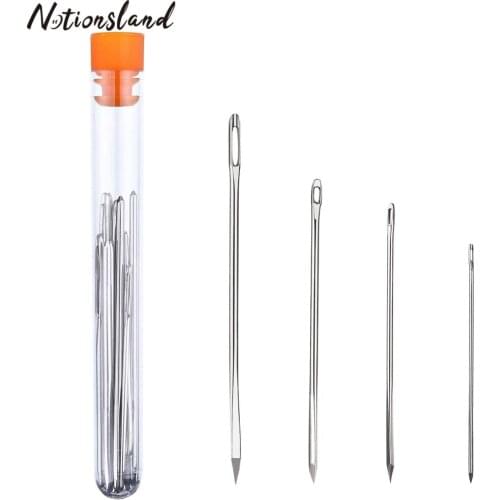 4 size 4.4/5.2/5.8/7cm Leather Triangular Needles Leather Hand Stitching Needles Large Eye Sewing Needle with Clear Bottle