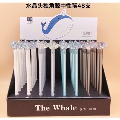 48pcs Creative Stationery Student Pen The whale Gel Pen 0.5mm Full Needle Black Ink Pen School Supplies Office Supplies