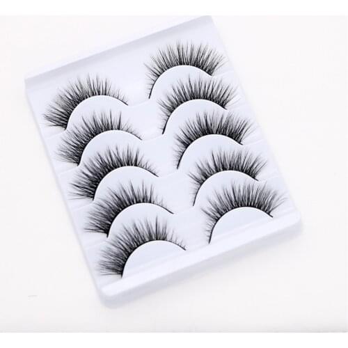5 pairs of 3D three-dimensional false eyelashes naturally thicker and longer and darker at the end of the eyes