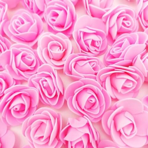 50pcs/pack) 3cm Foam Rose Head Handmade DIY Wedding Home Decoration Party Gift Box Artificial Flowers Supplies Wreath Craft