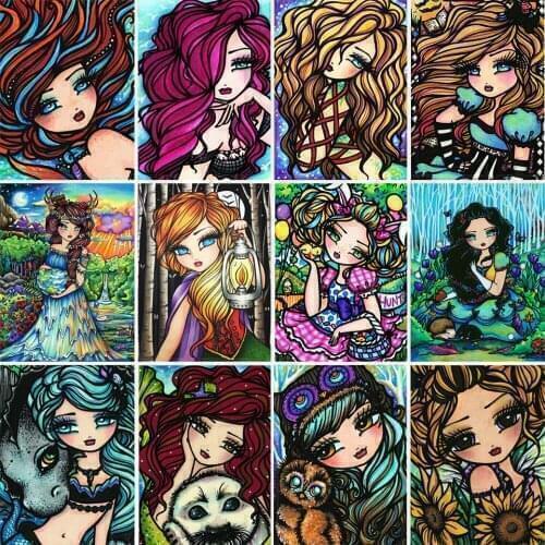 5D Cartoon Girl Diamond Art Painting Poured Glue Full Drill DIY Art Mosaic Pattern Rhinestone Embroidery Cross Stitch Kits
