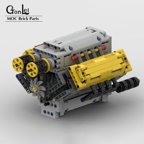 NEW 770PCS MOC - Crossplane V8 with natural Aspiration Engines Model Building Blocks DIY Bricks Parts Kit Toys Gifts