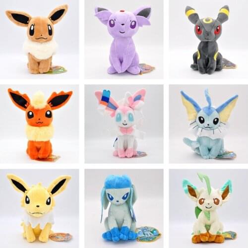 9 Styles Sitting Posture Pokeman Kawaii Plush Toys Fashion Animal Comic Model Doll Christmas Present Stuffed Toy for Children