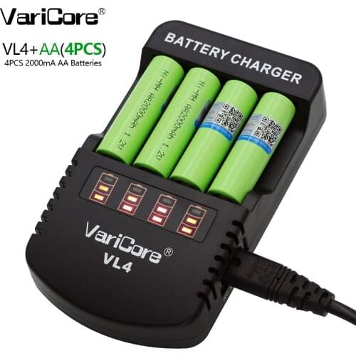 4PCS VariCore AA 2000mah 1.2V NiMH batteries for robotic remote control toys medical equipment A products+VariCore VL4 Charger