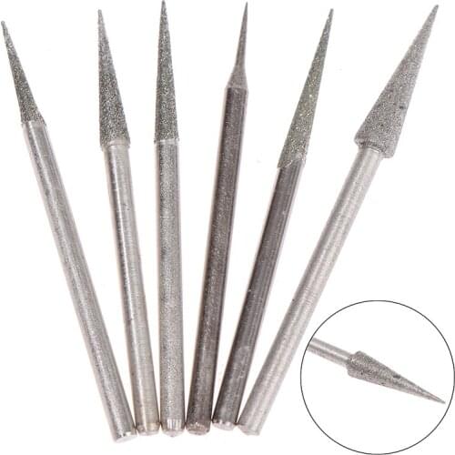 6Pcs 1-4mm Diamond Grinding Head Needle Bits Burrs Engraving Carving Tool 2.35mm Shank D Needle New Arrival