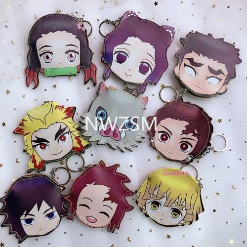 Anime Demon Slayer Kimetsu No Yaiba Kamado Nezuko Hashibira Inosuke Coin Wallet Purse Keychain Handbag Childrens gifts