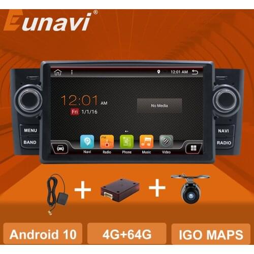 Eunavi 7'' 1 Din Android 10 Car radio stereo Multimedia GPS Player For Fiat/Grande/Punto/Linea 2007-2012 GPS Navigation headunit