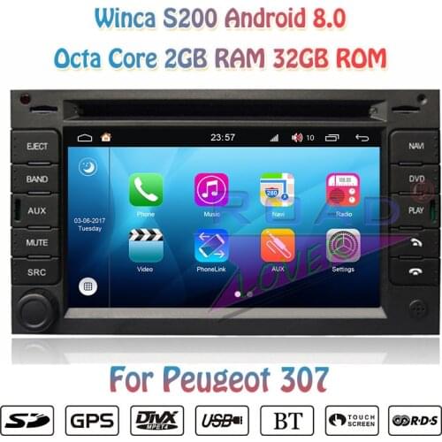 Winca S200 Android 8.0 Car DVD Automotive Player Autoradio For Peugeot 307 Stereo GPS Navigation Magnitol 2 Din Video Head Unit