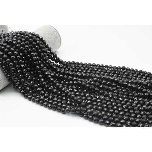 8-10mm AA Natural Faceted Black Spinel irregular round Stone Beads For DIY necklace bracelet jewelry make 15 "free delivery