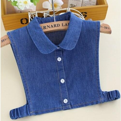 Blouse childrens fit 3-10years child embroidery cat fake shirt collar Cotton denim shirt fake collar boy girl baby decoration