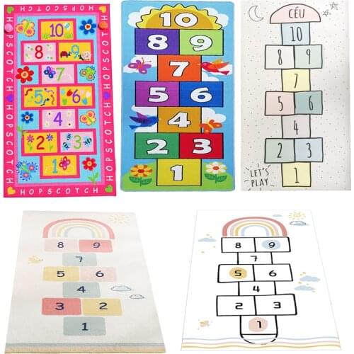 Kids Bedside hopscotch Rug Sofa Side Big Area Children Jump At Number Floor Play Mat Children Bedroom Hopscotch Numeral Carpet