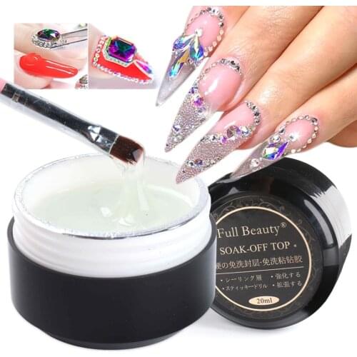 20ml Gel for Nails Rhinestone Super Sticky UV Glue Nail Art Decorations Clear Gel Top Coat Nail Polish Accessories LA1823