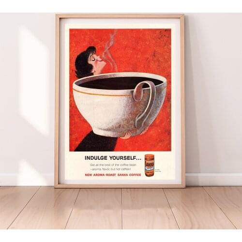 Giant Cup Of Coffee Print Vintage Art Painting Kitchen Lover Retro Posters Landscape Posters Wall Pictures For Living Room Home