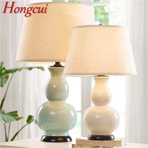 Hongcui Table Lamp Desk Ceramic Modern Office Luxury Decoration Bed LED Light For Home