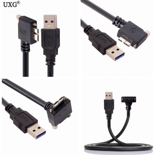 USB 3.0 a-b 90 Degree Right & Left & Up & Down Angled Micro B USB 3.0 With Lock Screws Mount Data cable 1.2m 3m 5m