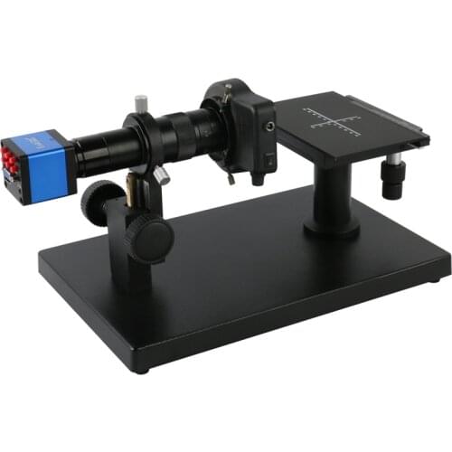 HD 1080P HDMI VAG Video Microscope Camera Horizontal Bracket X Y Movable Stage 180X C Mount Lens 144 LED Light Flatness Tester