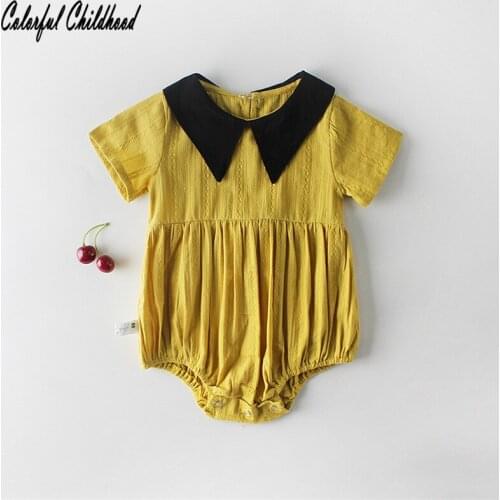 Cotton linen infant jumpsuit summer short sleeve romper for girls clothes toddler baby outfits onesies newborn clothing
