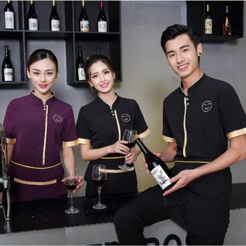 Summer Waiter Uniforms Western Restaurant Waiter Work Wear Short Sleeved Overalls Female Star Hotel Restaurant Work Clothes