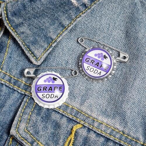Bottle Cap Paper Clip Grape Soda Cowboy Brooch Enamel Pins Metal Broches for Women Badge Pines Metalicos Brosche Accessories