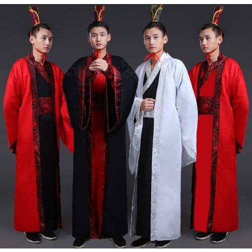 Chinese Traditional Folk Ancient Costume Men Stage Performance Outfit for Tang Dynasty Men Multicolor Hanfu Robe Cosplay Costume