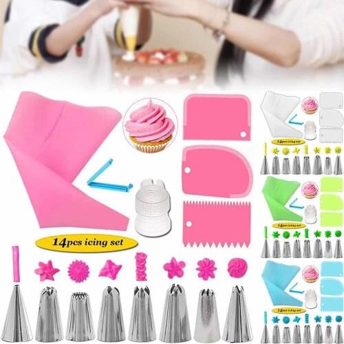 Cake Decoration Kit Silicone Pastry Bag Tips Kitchen DIY Icing Piping Cream Reusable Bags Nozzle Cake Tools Set