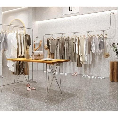 Womens clothing store clothing store display rack creative stainless steel floor-standing clothes rack