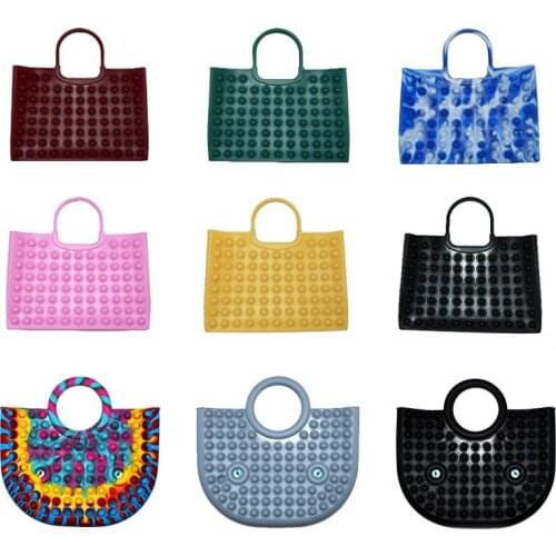 New Arrival Square Jumbo Big Size Pop Briefcase Push Up Sensory Fidget Toys Handbag Silicone Popper Poppet Beach Bag Laptop Bag