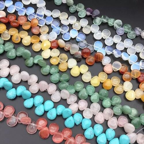 10x12mm Flat Water Drop Natural Stone Agates Crystal Beads For Jewelry Making Transverse hole Stone Beads One Strand 32pcs