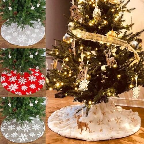 90/122cm Plush Christmas Tree Skirt Snow Artificial Fur Christmas Tree Bottom Cushion Party Decor Navidad Xmas Tree base cover