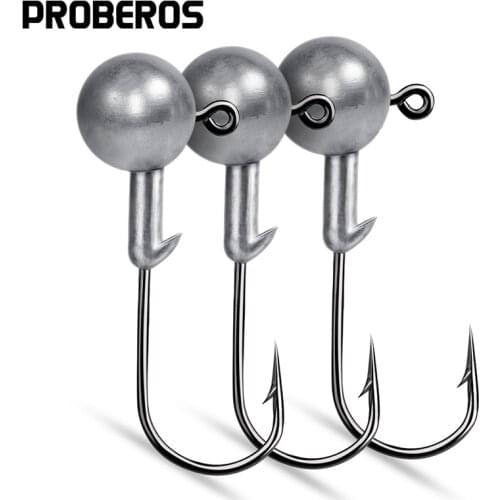 PROBEROS 50pcs Fishing Hooks 1g-20g Round Jig Head Hooks Saltwater Accessories Bass Perch Fishhooks Jigging Hooks Fishing Tackle