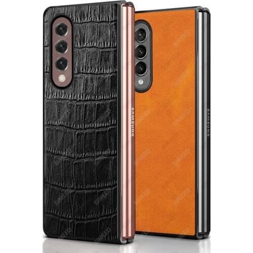 For Samsung Galaxy Z Fold 3 5G Fold3 2 Case Luxury Genuine PU Leather Shockproof Back Cover Fundas Capa