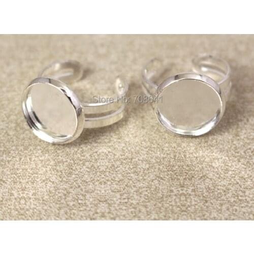 Blank Kids Ring Settings with Round Bezel Resin Cameo Cabochons Bases DIY Findings for Girls Children Rings Making Silver Plated