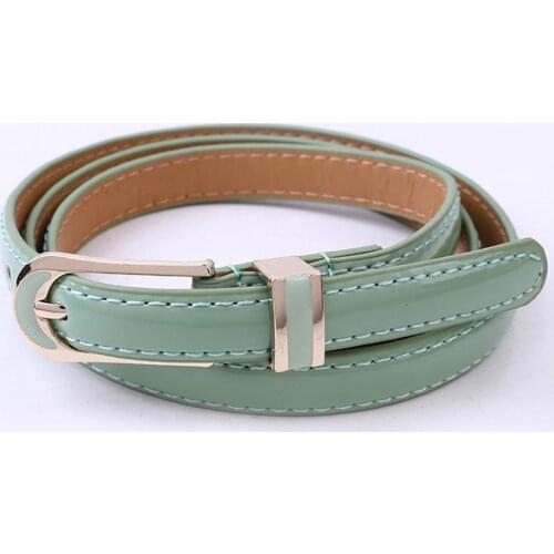 Green Leather Belt For Women Cute Solid Color Thin Belt For Lady Korean Streetwear Belts For Jeans Dress Waistband Accessories