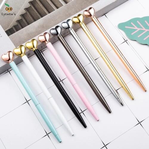 1PCS Lytwtws Creative Multicolor Ballpoint Pen Business Metal Heart Office Pens School Stationery Office Supplies