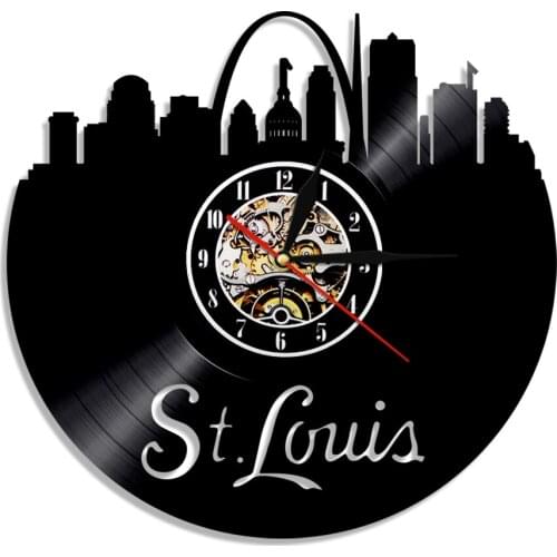 St Louis Skyline Vintage Wall Clock Missouri USA Saint Louis Vinyl Record Wall Clock America Cityscape Watch USA Traveler Gift