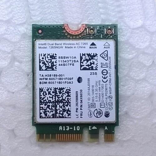 Intel 7265 2x2AC+BT PCIE M.2 WiFi Card For Lenovo B50-30 B50-30T B50-70 Series FRU 20200609